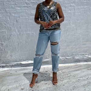 Fun sequin/ mirrored top